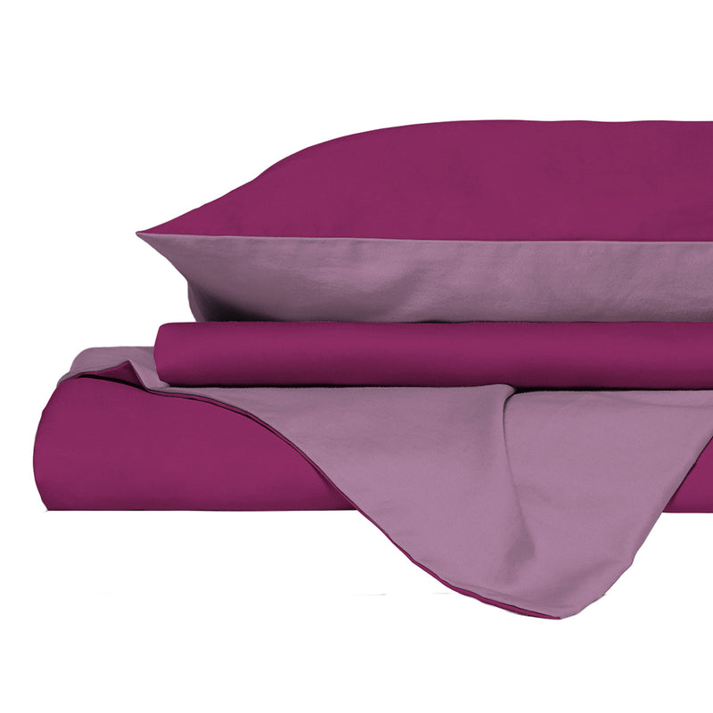 Copripiumino con Sacco e Federe in Tinta Unita Double Face Linea Vera Fucsia e Lilla