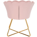 Sedia Relax con Schienale e Seduta in Velluto Rosa Struttura Metallo