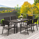 Set da Giardino con Tavolo da Pranzo Rettangolare e 6 Sedie Impilabili Marrone     