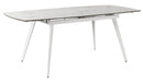 Tavolo Allungabile 140/170/200x90x76 cm in Metallo con Top in Ceramica su Vetro Bianco