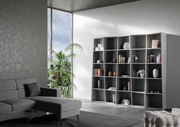 sconto Bibliothèque Moderne 5 Éléments 5 Etagères Trek Cement