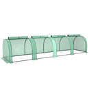 Serra a Tunnel 395x100x80 cm con 4 Porte in Acciaio e Plastica Impermeabile Anti UV Verde      