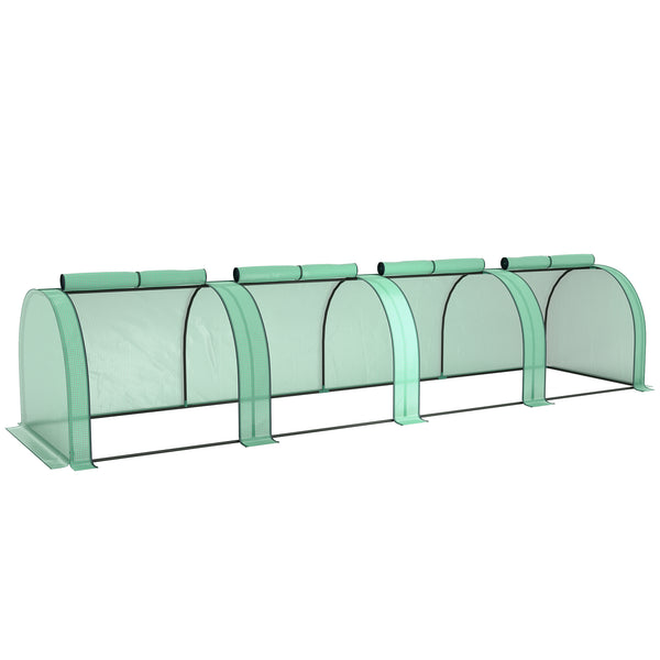 prezzo Serra a Tunnel 395x100x80 cm con 4 Porte in Acciaio e Plastica Impermeabile Anti UV Verde