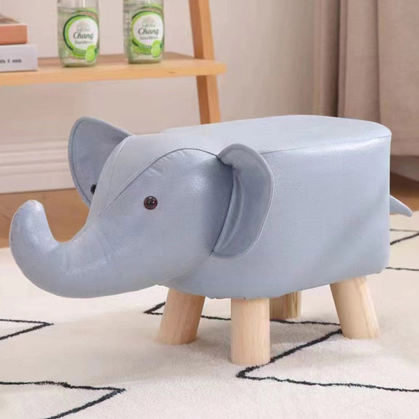 Sgabello Poggiapiedi Basso per Bambini a Forma di Elefante Pouf Blu acquista