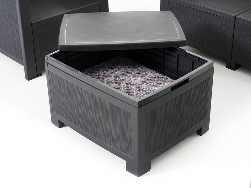 Set Salotto da Giardino Divano 2 Poltrone e Tavolino in Polipropilene Effetto Rattan New York Antracite