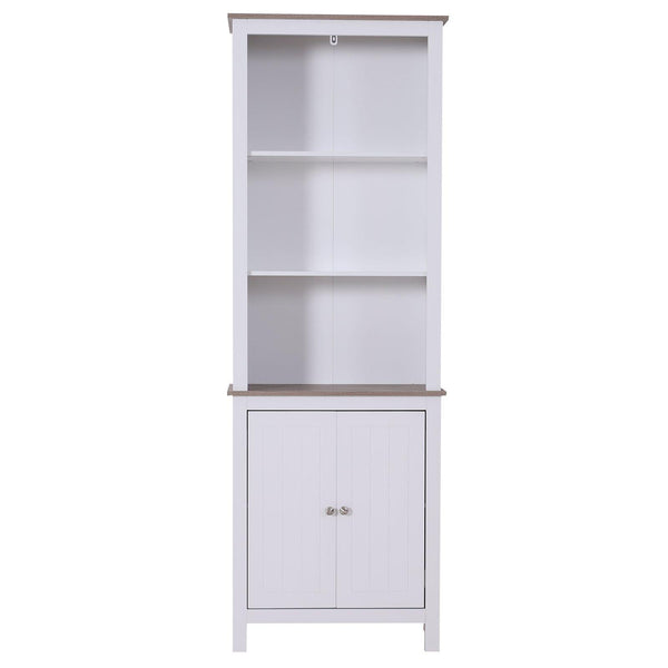 Bibliothèque en bois avec 3 étagères et portes blanches 60x30x175 cm online