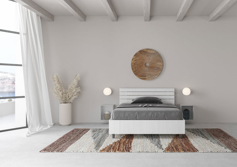 Letto 1 Piazza e Mezzo Testata Doghe Inclinata Ankel Bianco Frassino Varie Misure