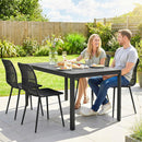 Set 4 Pezzi Sedie da Pranzo per Esterni 46x51x84,5 cm con Schienale Fessurato in Metallo e PP Nero      