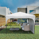 Gazebo da Giardino  ad Altezza Regolabile su 3 Livelli 3x3m in Poliestere e Acciaio Bianco