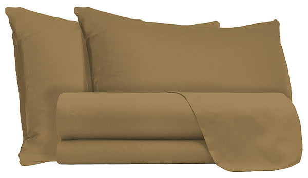 Lot de Draps Double Dessus et Dessous et Taies d'Oreiller Couleur Unie Noisette online