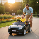 Macchina Elettrica per Bambini Licenza Ufficiale Mini Cooper S Cabrio 12V Sedili in Pelle e Telecomando Nero