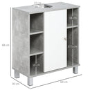 Mobile Sotto Lavabo Bagno 6 Ripiani 1 Anta 60x30x68 cm in Legno Grigio