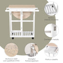 Carrello da Cucina Pieghevole con 2 Sgabelli in MDF  Bianco