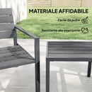 Set 3 Pezzi da Giardino con 2 Sedie da Esterno e Tavolino da Caffè in HDPE e Metallo Grigio Scuro      