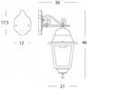 Lampada Applique Grande in Basso Colore Nero da Esterno Linea Quadrata Sovil