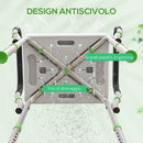 Sgabello Doccia ad Altezza Regolabile 52x45x57-69 cm con Braccioli e Piedini Antiscivolo in Alluminio e HDPE Verde      
