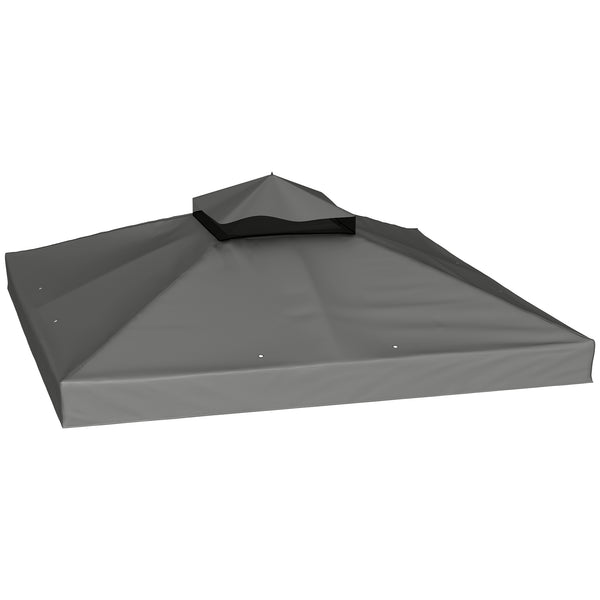Telo per Gazebo da Giardino 3x3m UPF30+ a 2 Livelli in Poliestere Grigio Scuro sconto