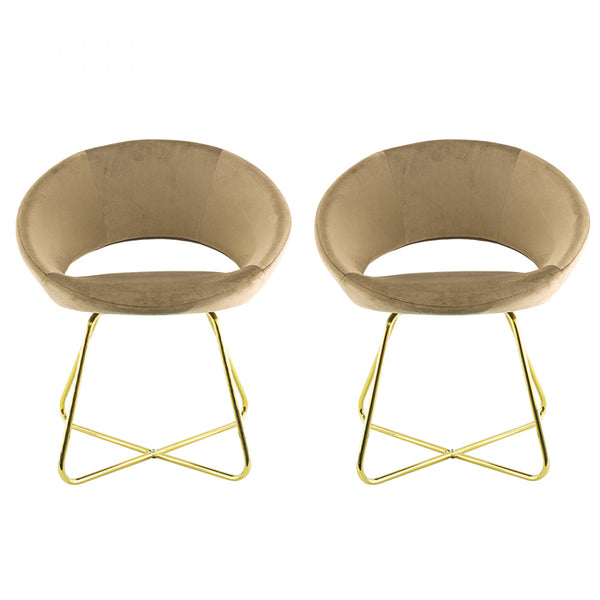 prezzo Lot de 2 Chaises Vintage 58x64x83 cm en Tissu Effet Velours Greta Tortora