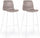 Lot de 2 Tabourets 39x44x103,5 cm en Simili Cuir Blanc et Beige