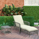 Set Lettino Prendisole e Tavolino da Giardino in Rattan Grigio
