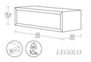 Mensola da Parete 1 Cassetto 45x13,4x20 cm in Fibra di Legno Lego Rosso