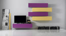 Parete Attrezzata Mobili Salotto 5 Mobili Sospesi 278x31x176cm TFT  Boost Giallo e Viola