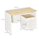 Scrivania da Ufficio 110x55x75 cm con Cassettiera in Legno Bianco