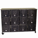 Cassettiera in Ferro 12 Cassetti e Ruote 127x39,5x92cm Iron Nera