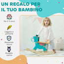 Cavallo a Dondolo Asino per Bambini Legno 59x27x43 cm Verde Scuro e Arancione      