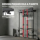 Power Cage Stazione Fitness Pieghevole 184x123x209 cm Rack con Barra Trazioni e Sistema Puleggia Cavi in Acciaio Q195 Rosso