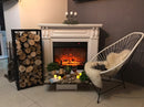 Camino Elettrico da Pavimento 111,8x120x31 cm Effetto Fiamma 1950W Verona & Mirabella Bianco