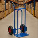 Carrello per Traporto Universale con Ruote Pneumatiche Portata 200kg Ergonomico in Acciaio Blu      