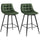 Lot de 2 Tabourets de Bar avec Dossier et Repose-pieds 45x47x88 cm en Métal et Velours Vert