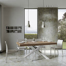 Tavolo Allungabile 160-420x90x77 cm Volantis Premium Quercia Natura Telaio Bianco 