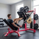 Stazione Fitness Leg Press Machine Macchina Regolabile per Gambe e Squat con Ruote Rosso      