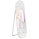 Specchio a Figura Intera da Terra 40x41x159 cm con Supporto Pieghevole in Vetro e Metallo Bianco  