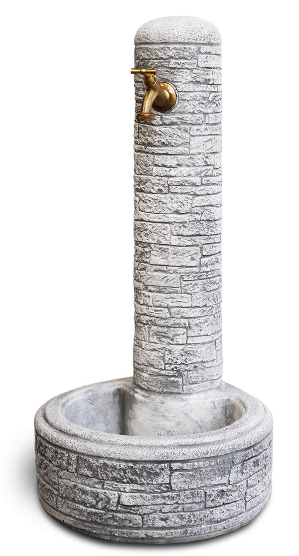 acquista Fontana da Giardino Senza Rubinetto in Cemento Granulato di Marmo Brumano Grigio