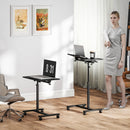 Tavolino da Divano Porta PC a Forma di C 57x40x67,5-101 cm con Piano Inclinabile in Melamina Nero  