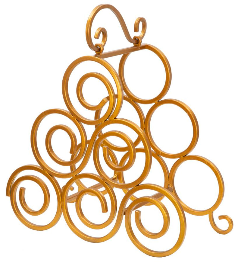 Porta Bottiglie Glam Ring 6 Posti 36x17,5x33,5 cm in Ferro Oro