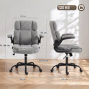 Sedia Ufficio Girevole 70x67x99-108 cm con Braccioli Ribaltabili Altezza Regolabile e Dondolo in Tessuto Effetto Lino Grigio      