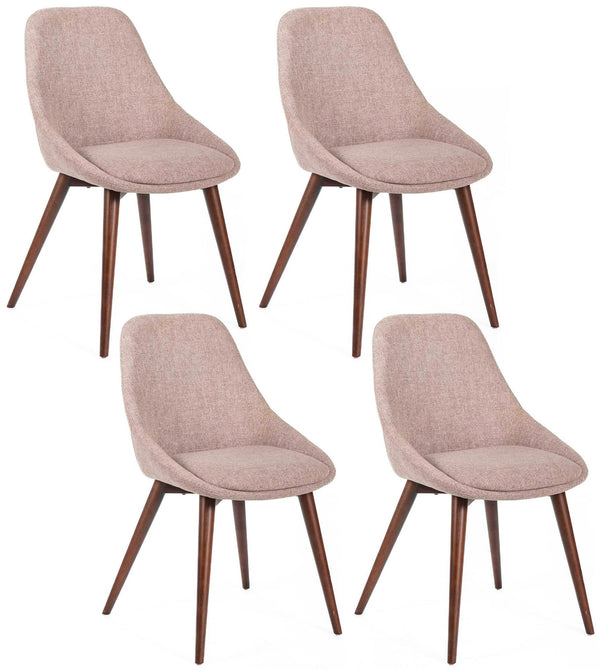 online Set 4 Sedie 58x49xH85 cm in Tessuto Astrid Marrone Chiaro
