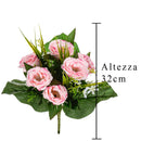 Set 3 Bouquet Artificiali di Lisiantus Altezza 32 cm Rosa