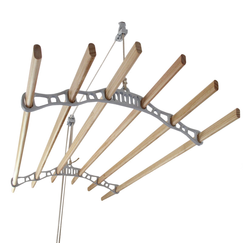Stendibiancheria da Soffitto 240x56x14 cm 6 Stecche in Legno di Pino Corda in Cotone  