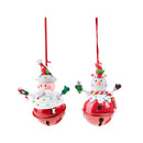 Set di 4 Babbo Natale con Campanello 11 cm Rosso/Verde