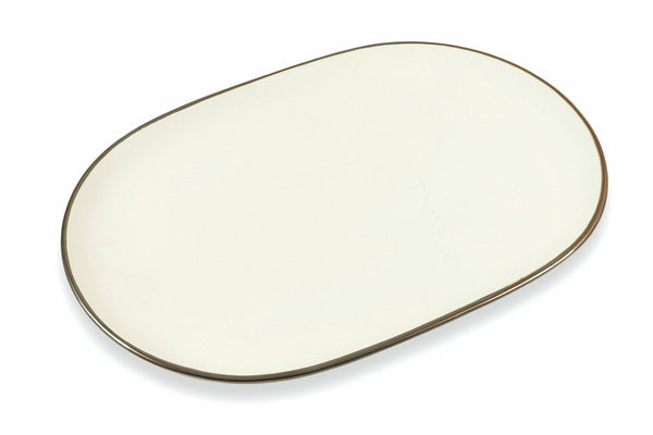 Assiette de service ovale 39x26,5x2 cm en grès VdE Tivoli 1996 Cala Dorata Blanc prezzo