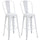 Set 2 Sgabelli da Bar Stile Industriale Schienale Rimovibile 44x49x116 cm in Metallo Bianco