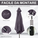 Ombrellone da Giardino Ø2,7x2,35 m Palo Ø38 mm in Alluminio e Tessuto in Poliestere Grigio