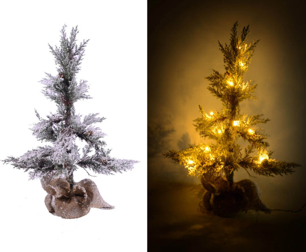 sconto Sapin de Noël Lumineux à LED et Pommes de Pin en PVC H170cm Adami Jute Vert Neige