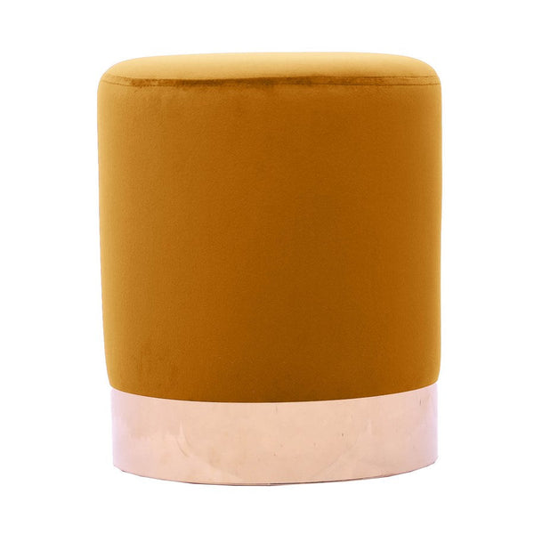 Pouf Ø33x39 cm con placca dorata e velluto nocciola online