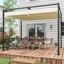 Pergola da Esterno 3x2 m con Tettuccio Retrattile in Metallo e Poliestere Crema e Grigio      